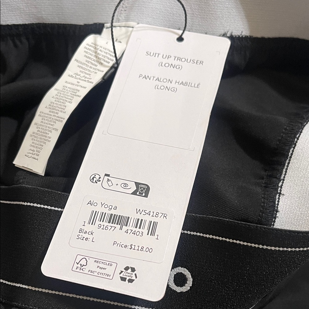 NWT Alo Yoga Black Suit Up Trouser (Long) – Size L - Picture 7 of 10